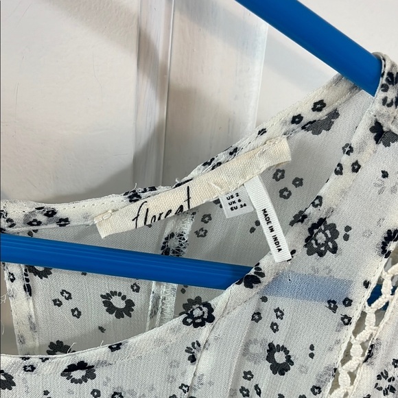 Anthropologie Floreat Micro Floral & Crochet Sheer Fit & Flare Midi Dress - Sz 2 - Picture 2 of 13